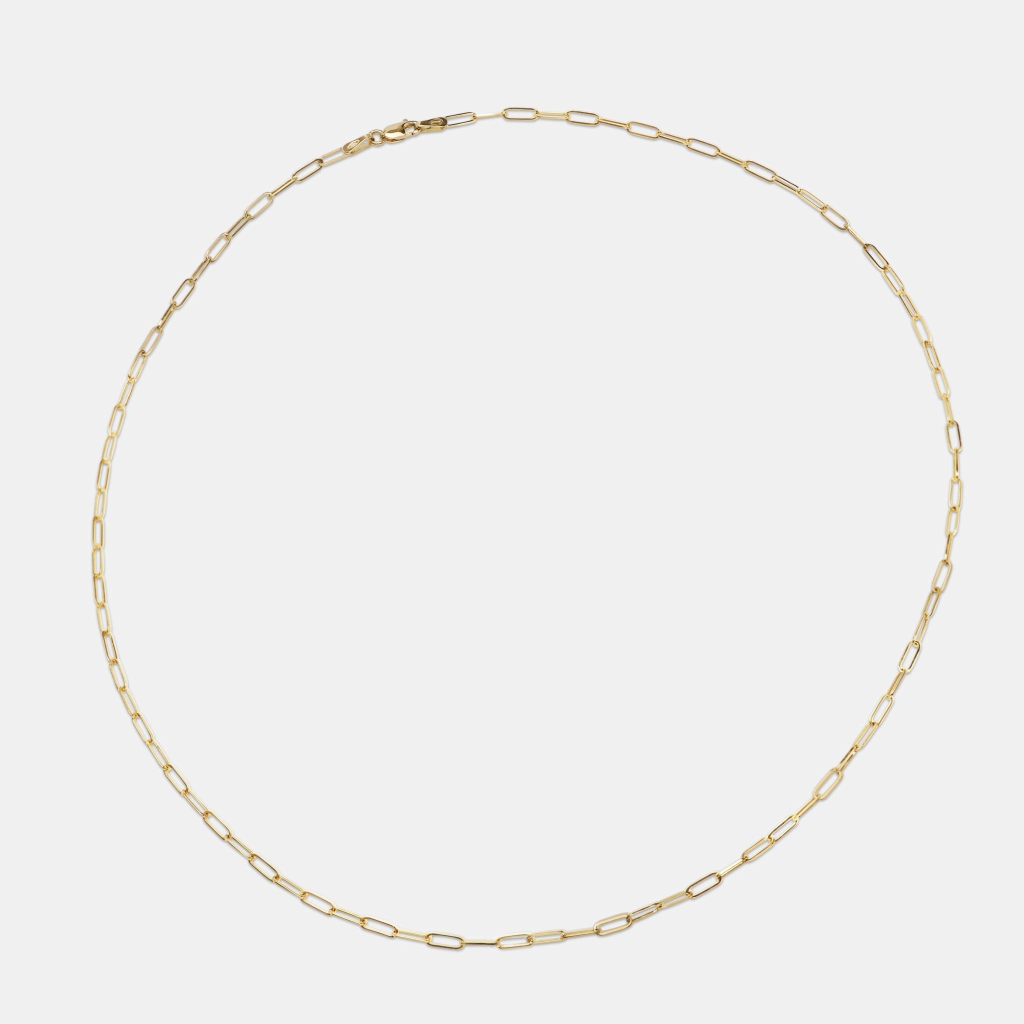 Paperclip Chain Necklace in 18 karat yellow gold