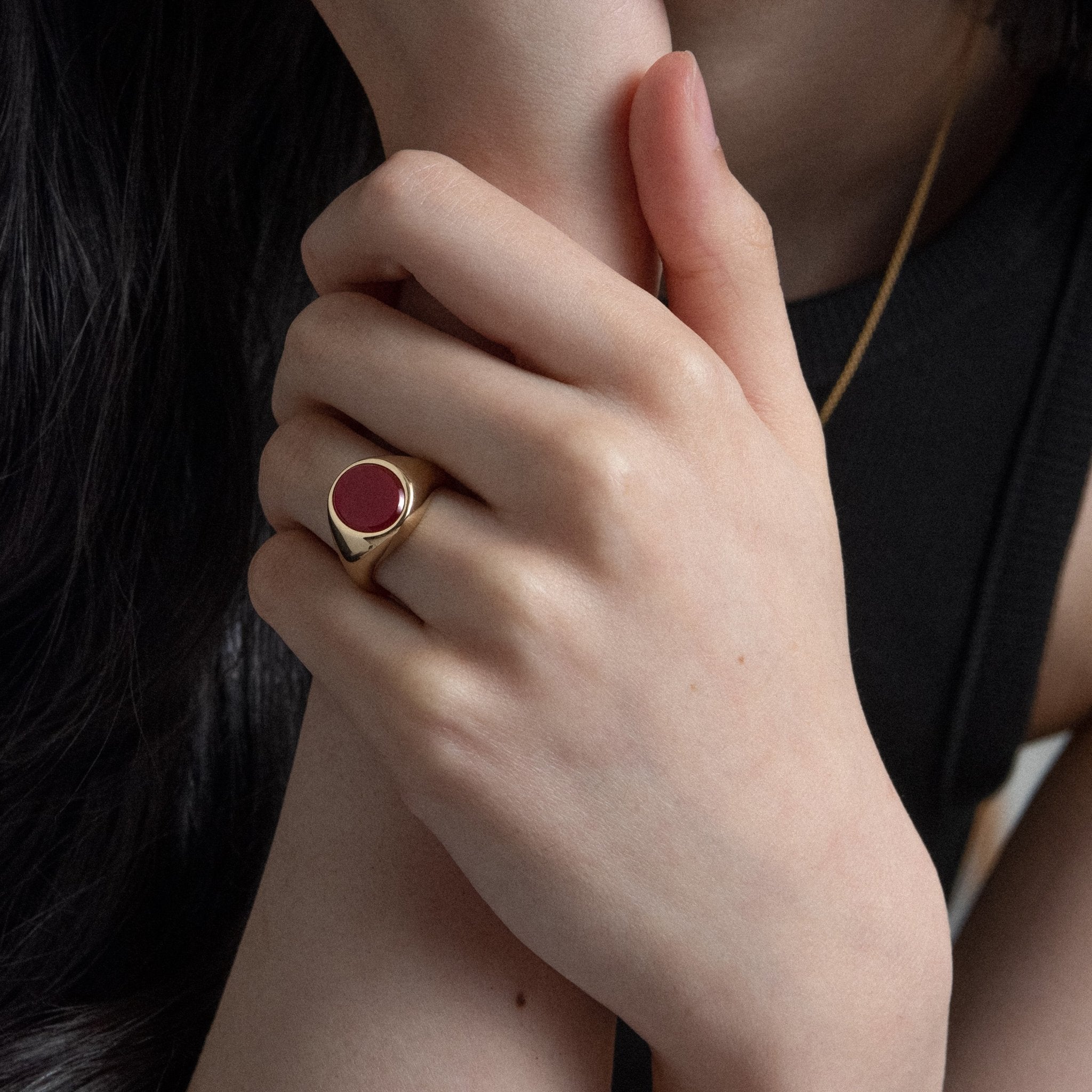 Carnelian Signet Ring - 9 Karat Yellow Gold