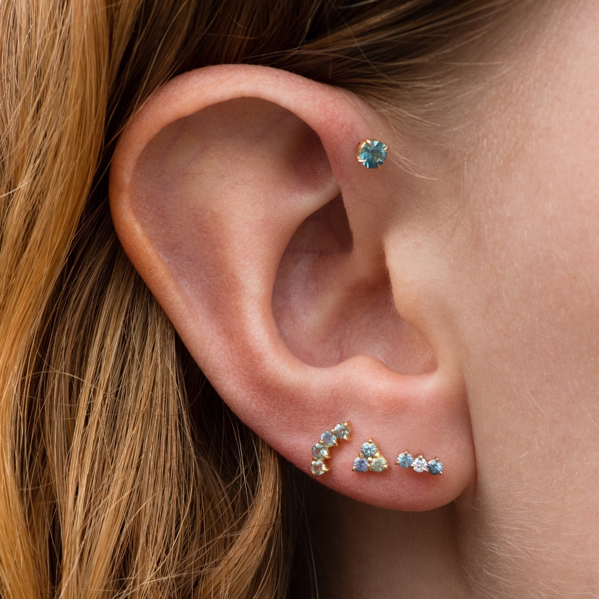 Single Petite Stud - Style No. 1 (Sapphire & Diamond)