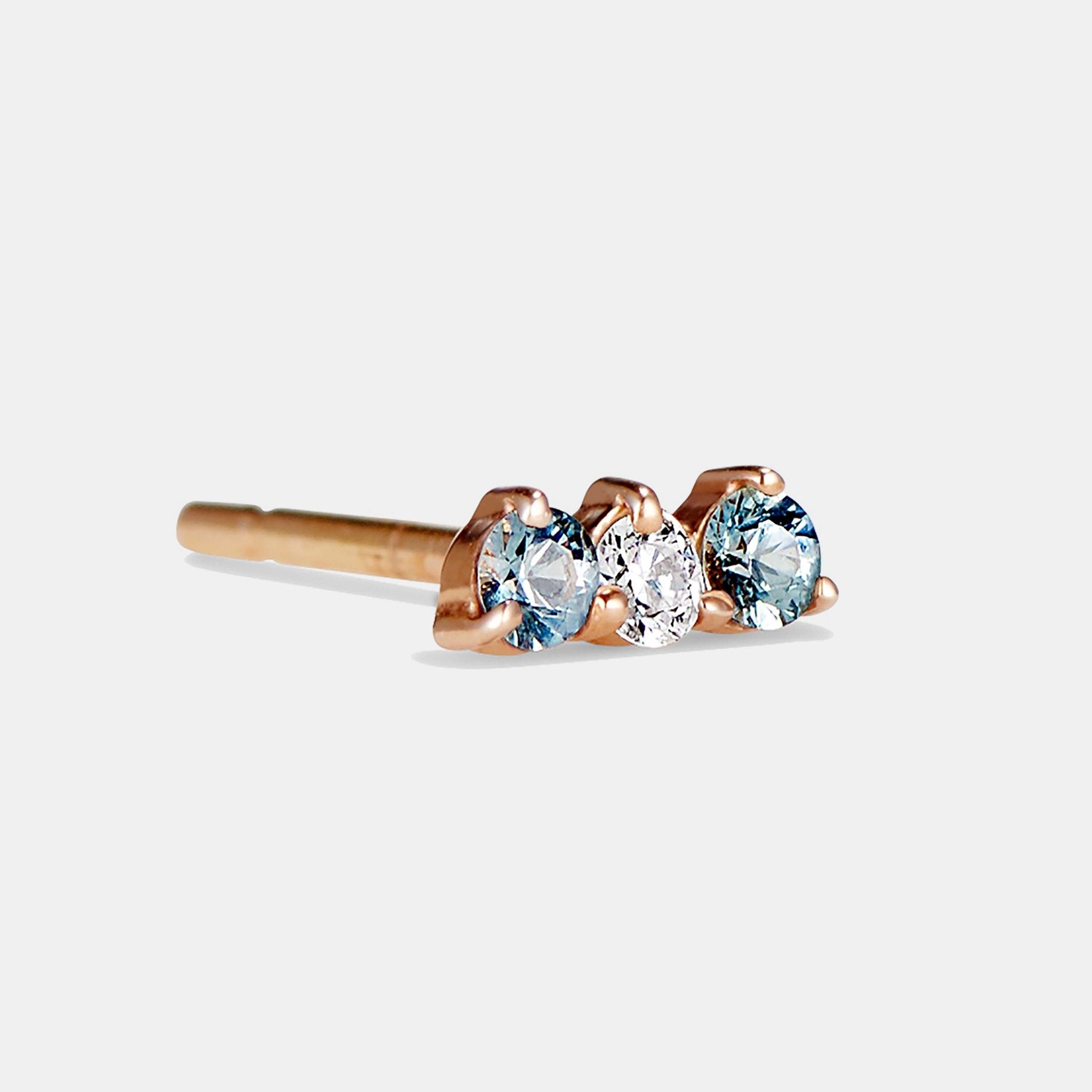 Single Petite Stud - Style No. 1 (Sapphire & Diamond)