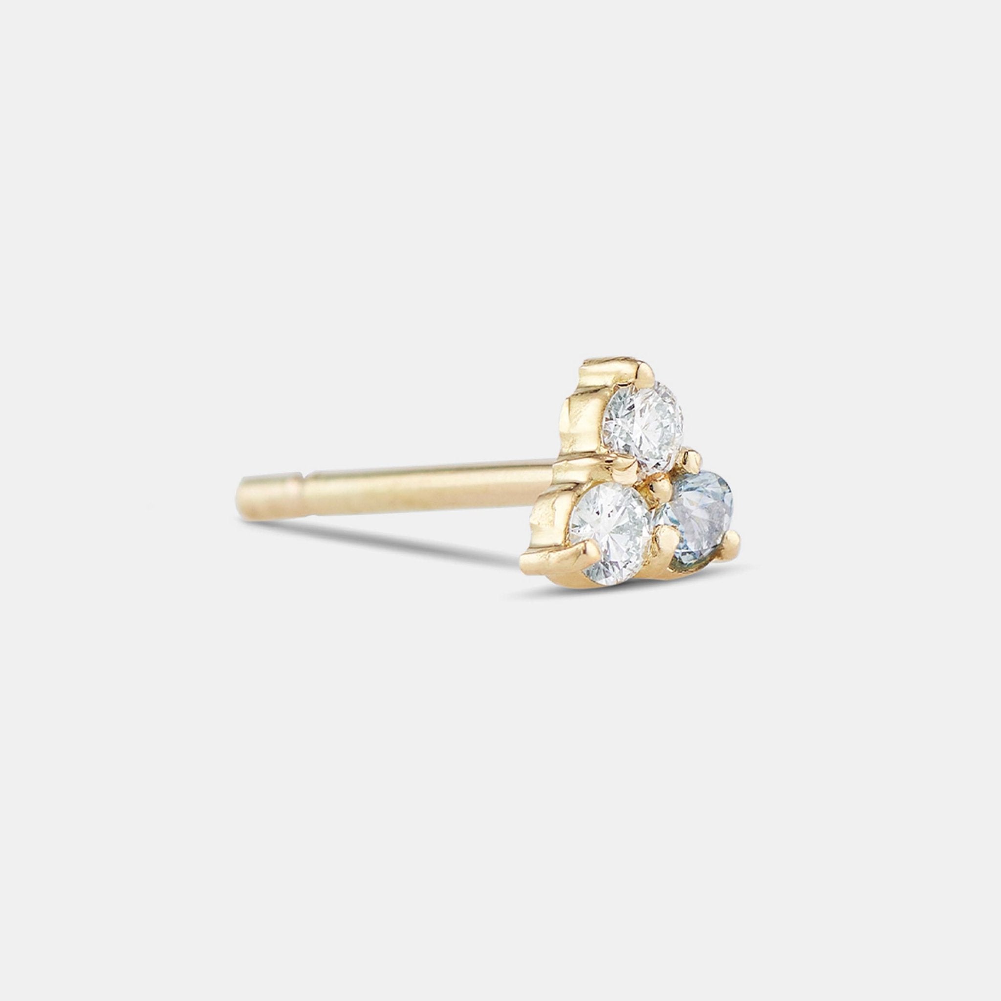 Single Petite Stud - Style No. 3 (Diamond & Sapphire)