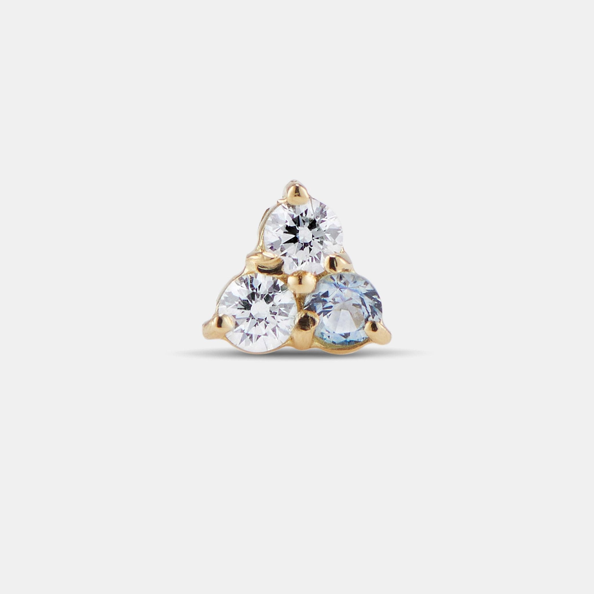Single Petite Stud - Style No. 3 (Diamond & Sapphire)