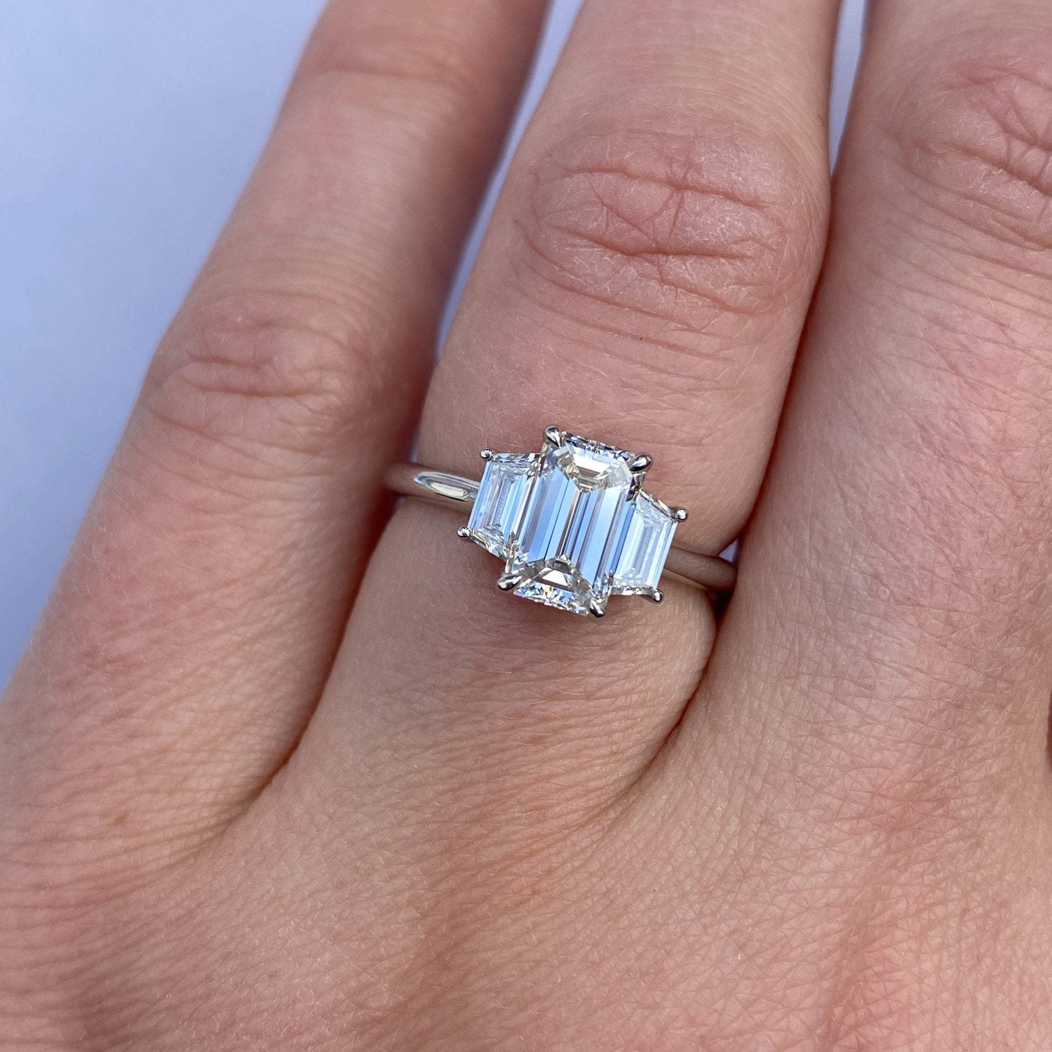 Sofia 1.21ct Emerald Cut Diamond Three Stone Engagement Ring
