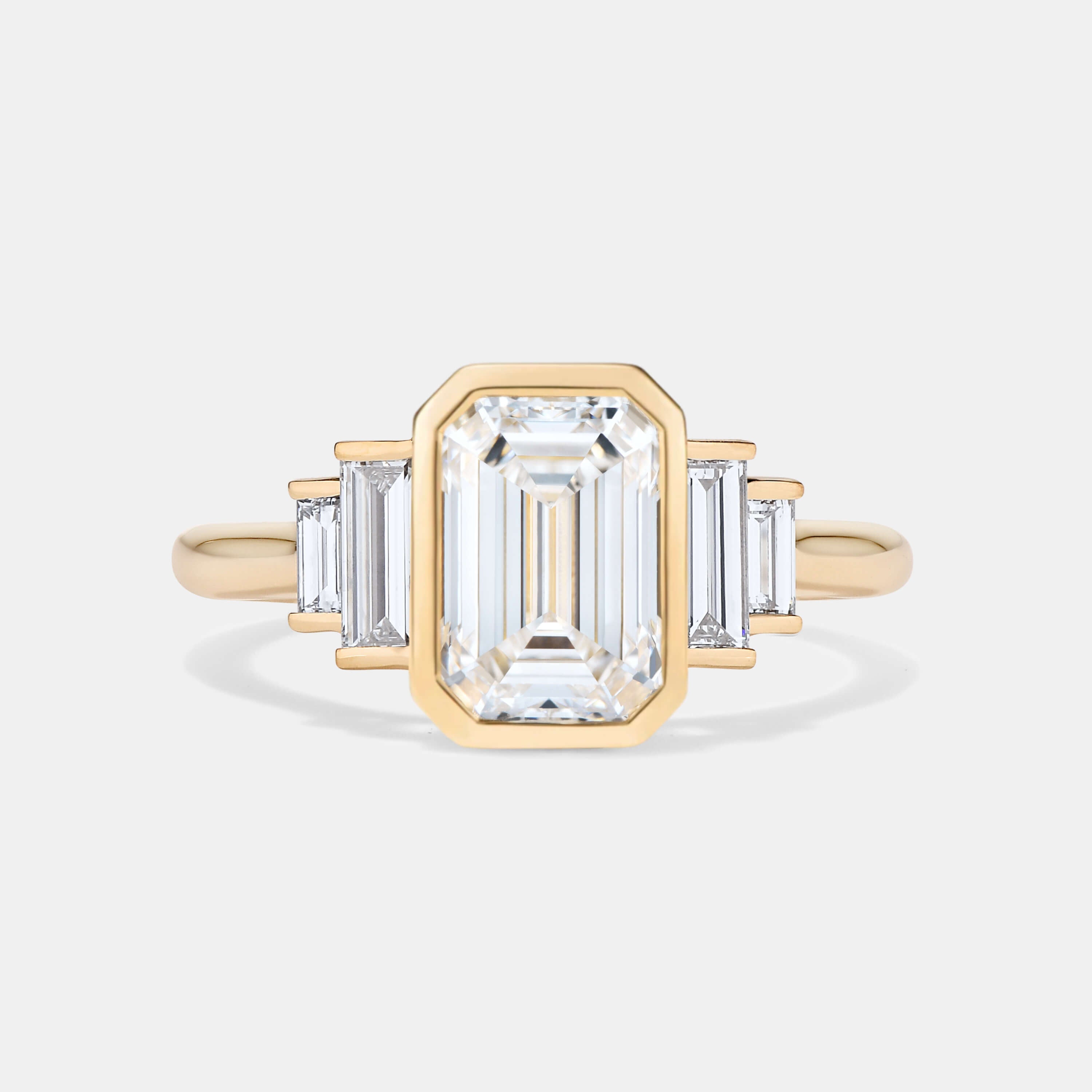 AMELIA Bezel Lab Grown Diamond Three Stone Bezel Engagement Ring