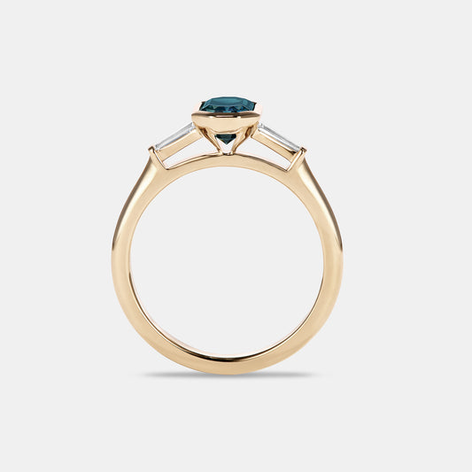 Barbara 1.36ct Emerald Cut Sapphire Three Stone Engagement Ring