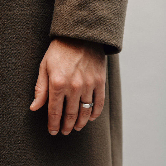 Bevelled Edge Band in white gold