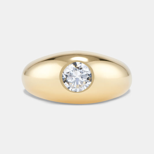 Bombé Diamond Solitaire Engagement Ring