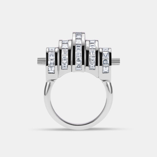 Cog Diamond Ring in Platinum