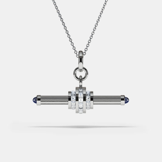 Cog Diamond FOB Pendant in 18 karat white gold