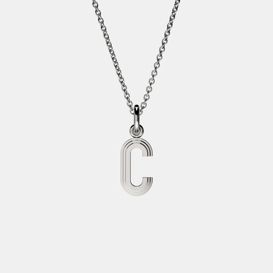 Contours Letter Pendant - 18 Karat White Gold