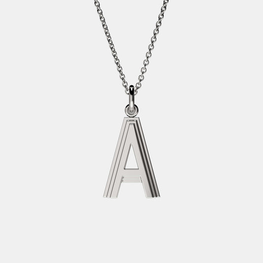 Contours Large Letter Pendant - 18 Karat White Gold