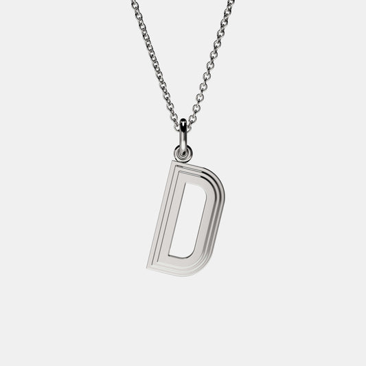 Contours Large Letter Pendant - 18 Karat White Gold