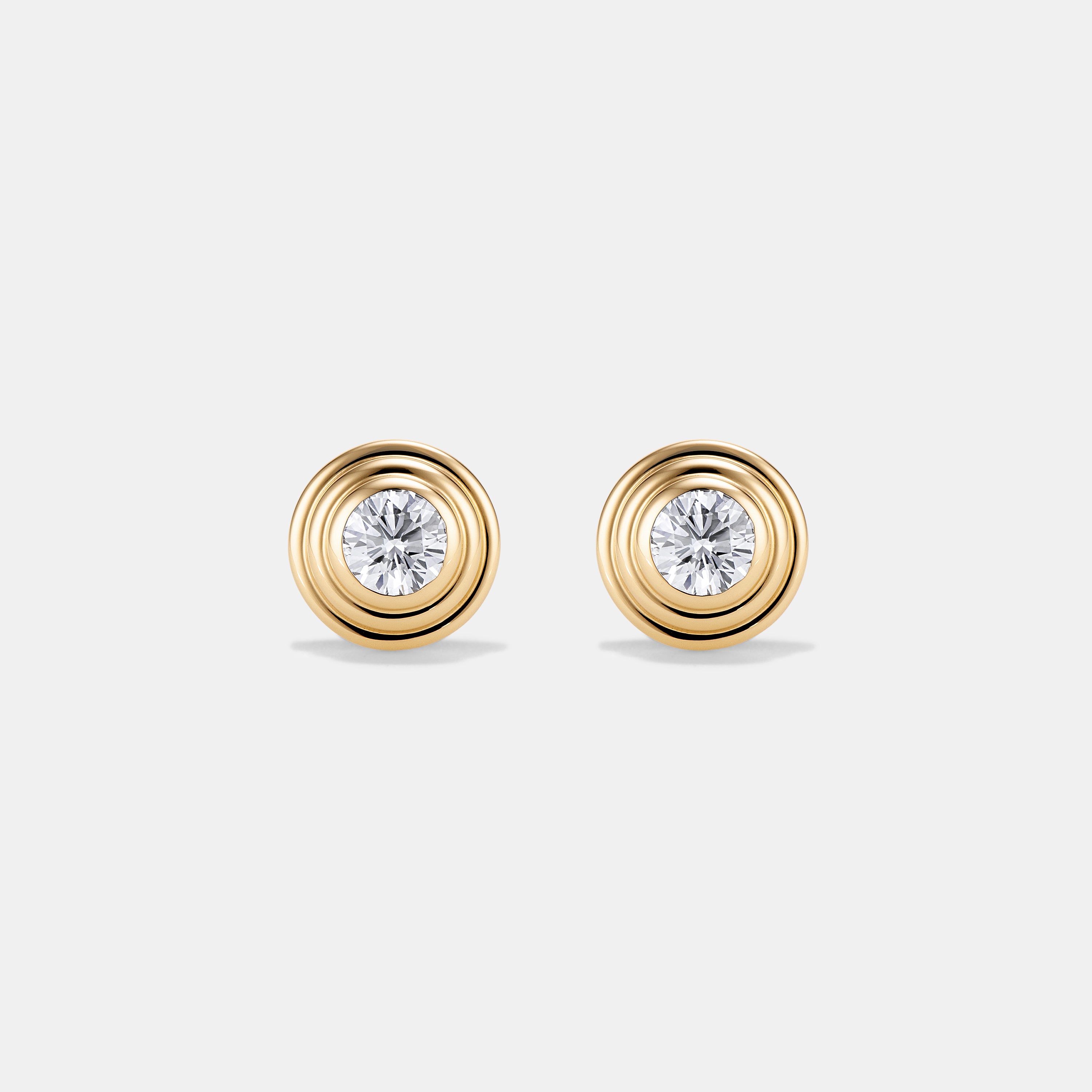 Contours Diamond Studs in Yellow Gold - 0.20ct (0.40ctw)
