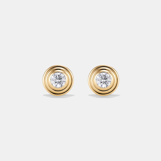 Contours Diamond Studs in Yellow Gold - 0.20ct (0.40ctw)