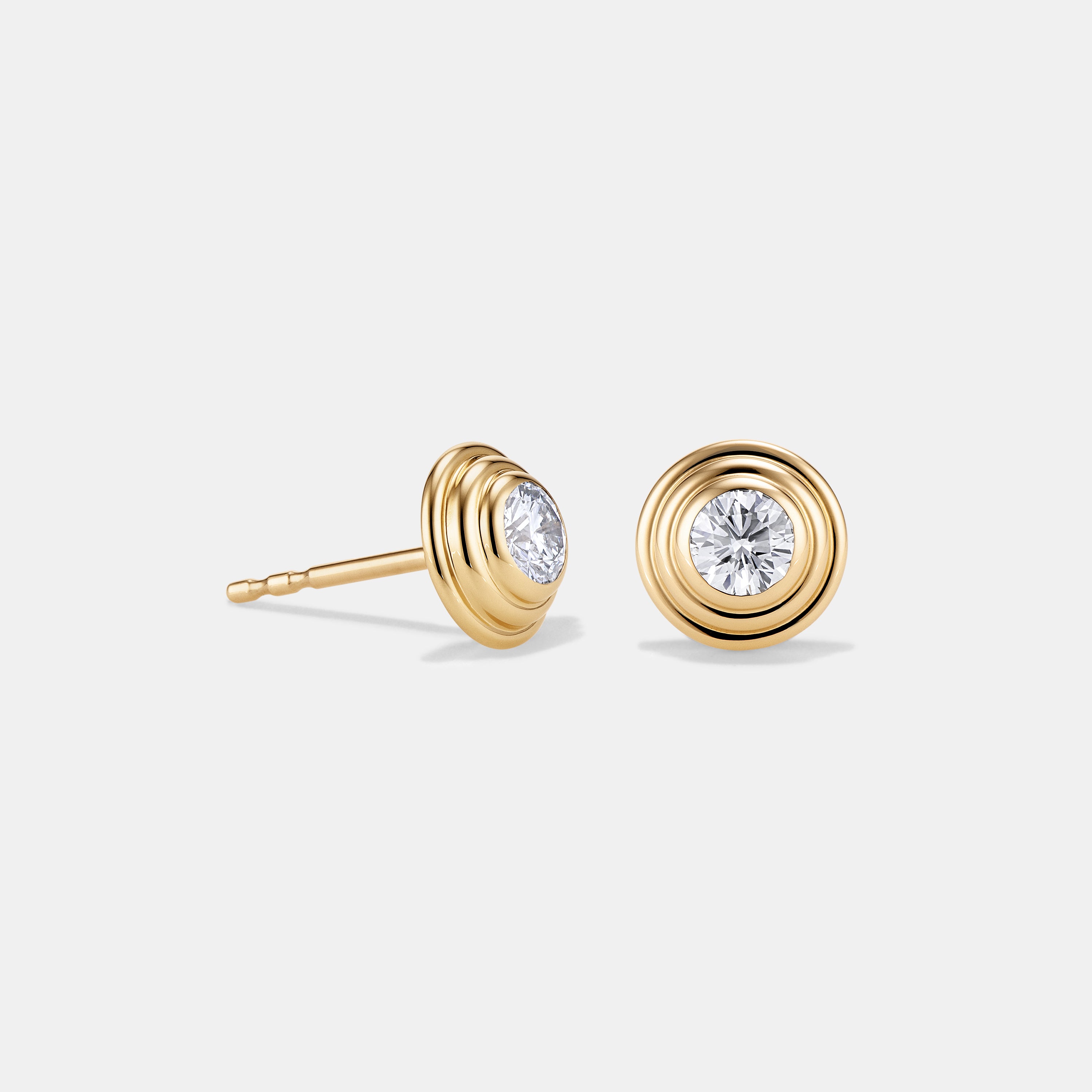 Contours Diamond Studs in Yellow Gold - 0.20ct (0.40ctw)