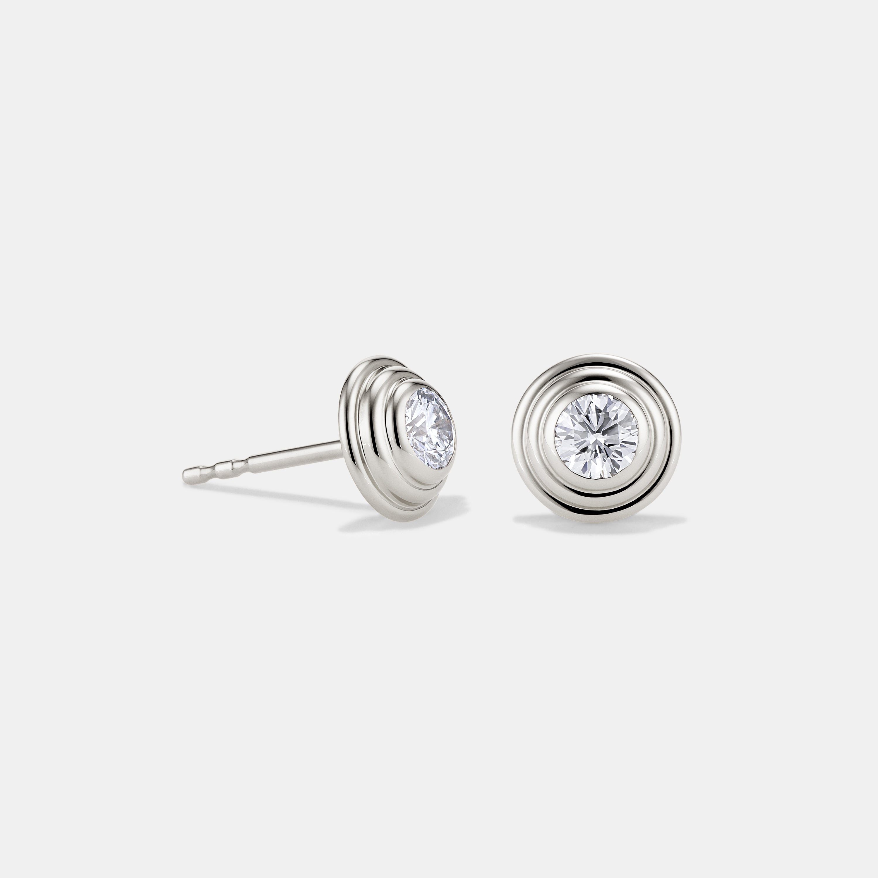 Contours Diamond Studs in White Gold - 0.20ct (0.40ctw)