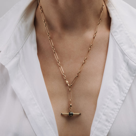 Trombone Link Handmade Chain Necklace in 9 karat White Gold