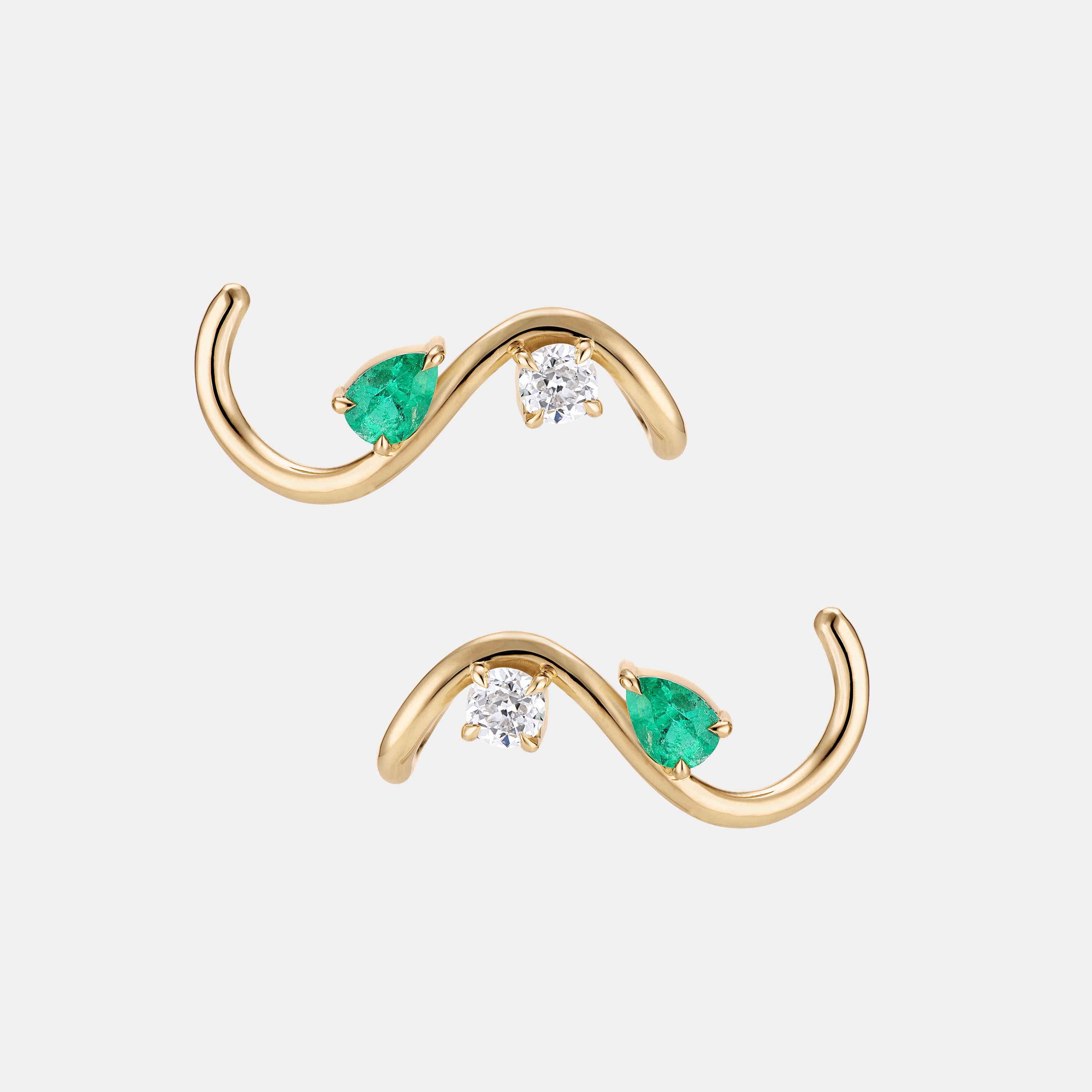 Zaha Emerald and Diamond Earrings