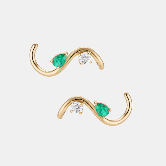 Zaha Emerald and Diamond Earrings
