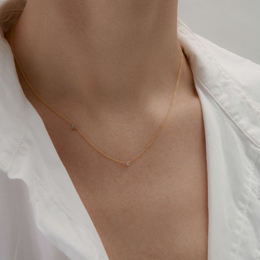 Floating Multi Birthstone Necklace in 18 karat gold