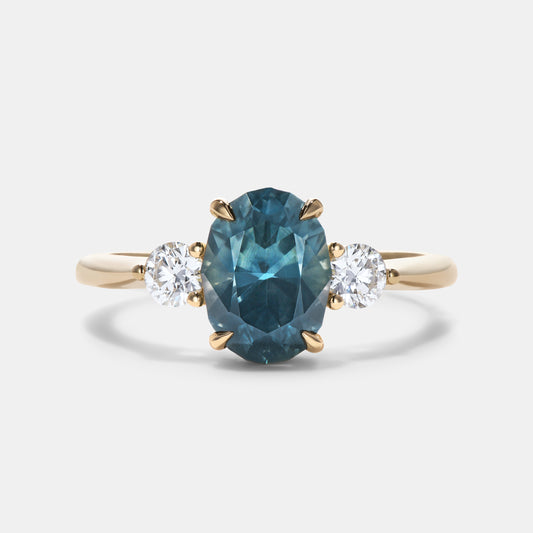 CLOVER - 2.50CT TEAL SAPPHIRE ENGAGEMENT RING