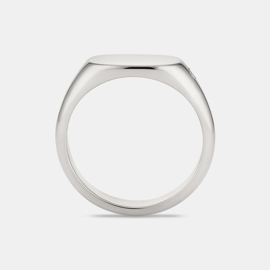 Ellipse Oval Signet with Diamond in Platinum