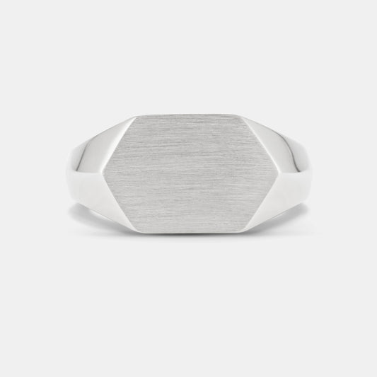 Hexagon Signet Ring in Platinum