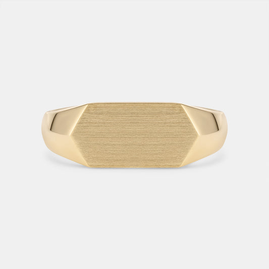 Hexagon Signet Ring in Yellow Gold