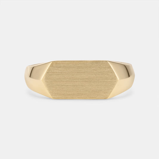 Hexagon Signet Ring in Yellow Gold