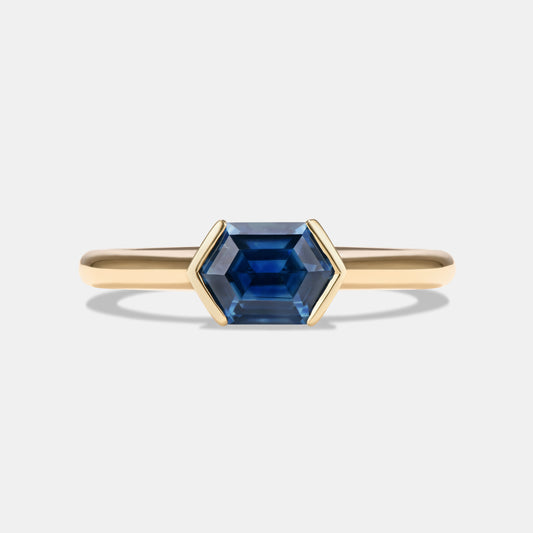 Iman 1.29ct Hexagon Step Cut Sapphire Solitaire Engagement Ring