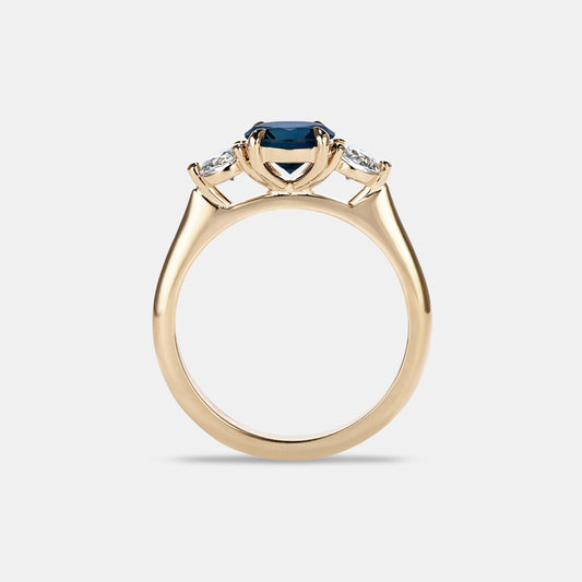 Maya 1.15ct Round Teal Sapphire Three Stone Engagement Ring
