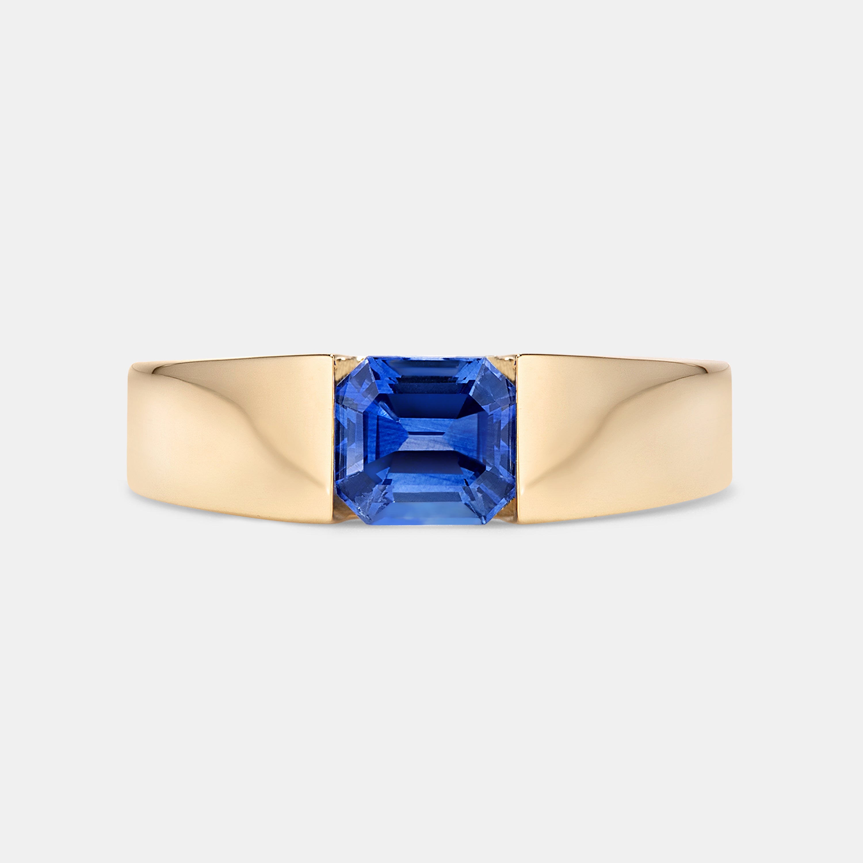 Mies 1.44ct Emerald Cut Blue Celyon Sapphire Engagement Ring