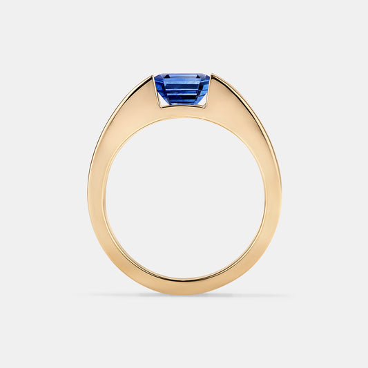 Mies 1.44ct Emerald Cut Blue Celyon Sapphire Engagement Ring