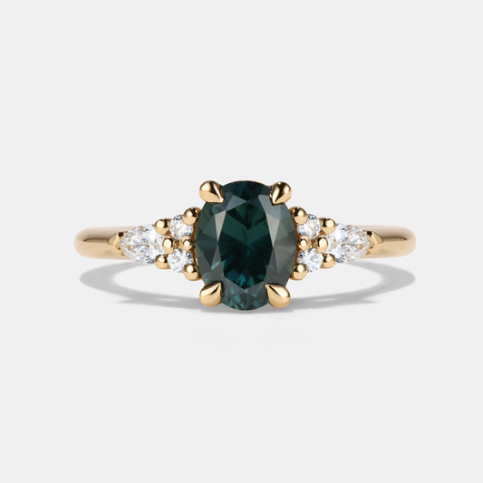 Olivia - 1.35ct Teal Sapphire Engagement Ring