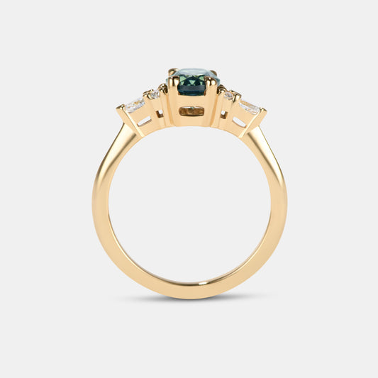 Olivia - 1.35ct Teal Sapphire Engagement Ring