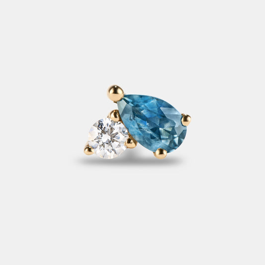 Single Petite Stud - Style No. 5 (Sapphire & Diamond)