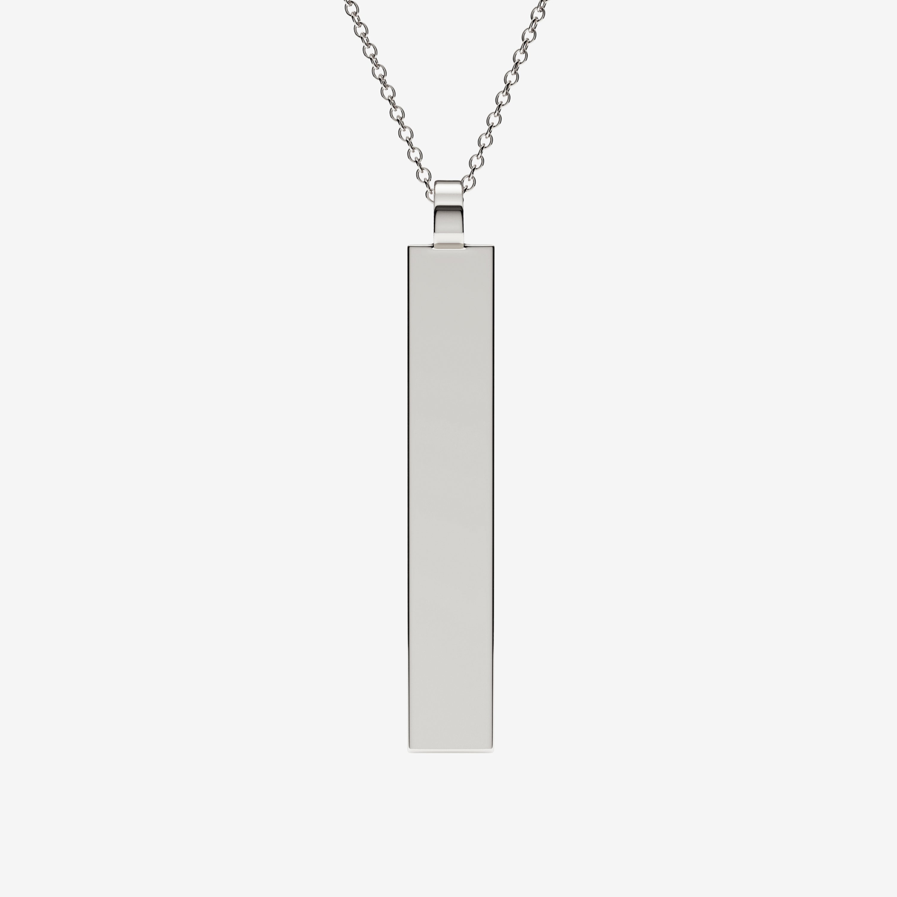 Pillar Tag Pendant in White Gold