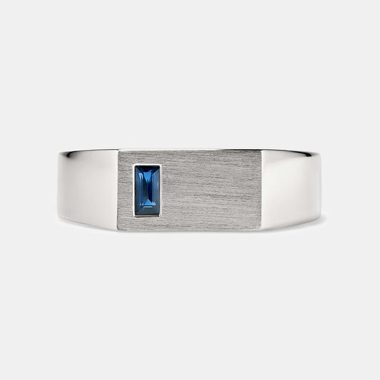 Rectangular Bar Signet with Gemstone in Platinum