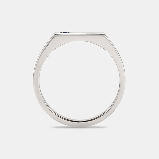 Rectangular Bar Signet with Gemstone in Platinum