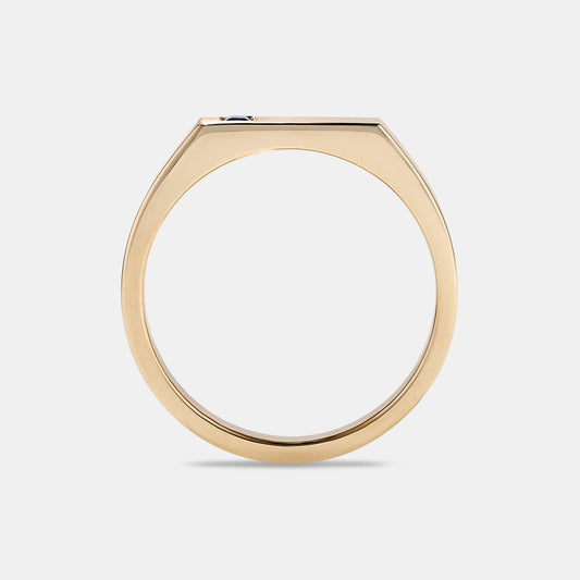 Rectangular Bar Signet with Gemstone in Yellow Gold