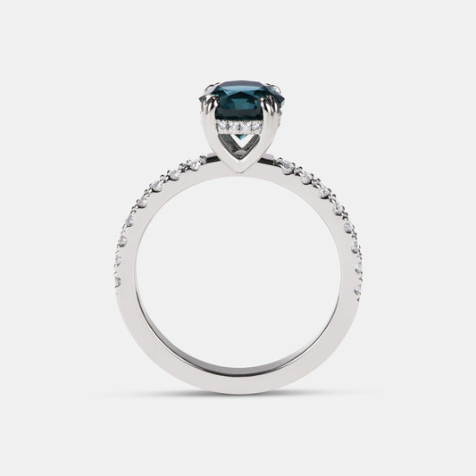 Rosa - 1.52ct Teal Sapphire Engagement Ring