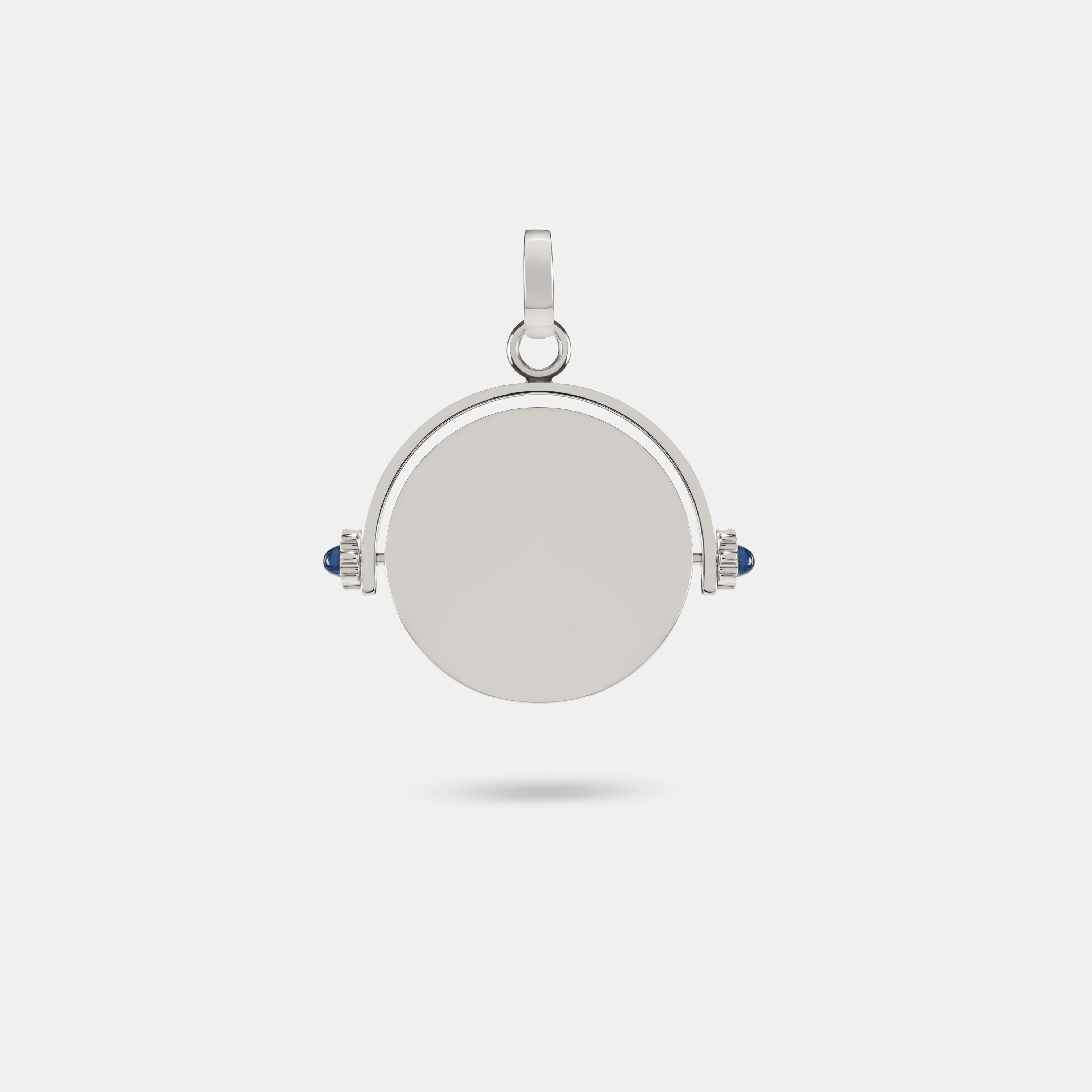 FUTURIST SPINNING PENDANT - SAPPHIRE AND DIAMOND IN WHITE GOLD