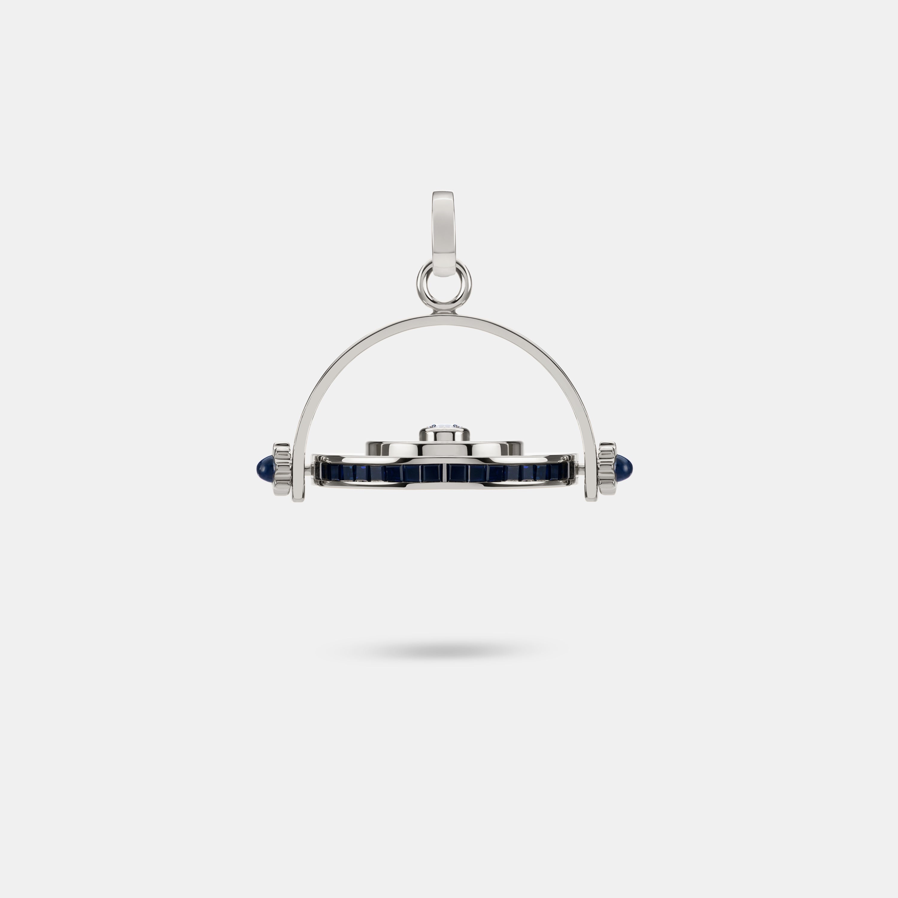 FUTURIST SPINNING PENDANT - SAPPHIRE AND DIAMOND IN WHITE GOLD