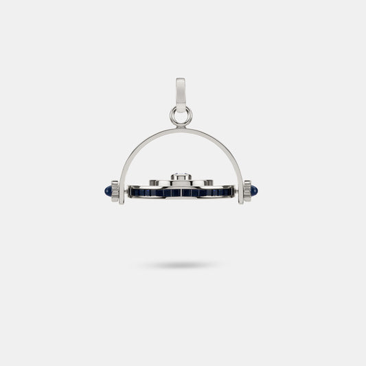 FUTURIST SPINNING PENDANT - SAPPHIRE AND DIAMOND IN WHITE GOLD