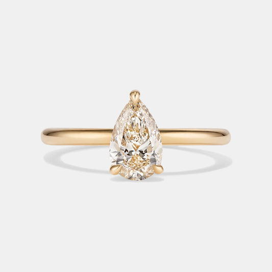 Selene 1.11ct Pear Champagne Diamond Solitaire Engagement Ring