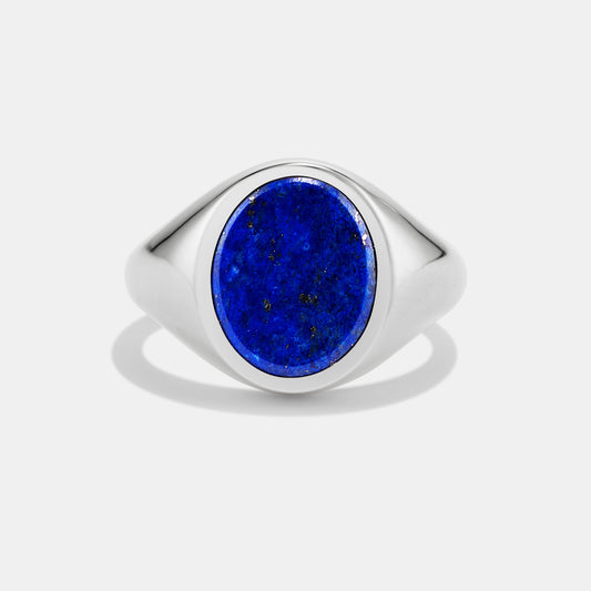 Lapis Signet Ring - Sterling Silver