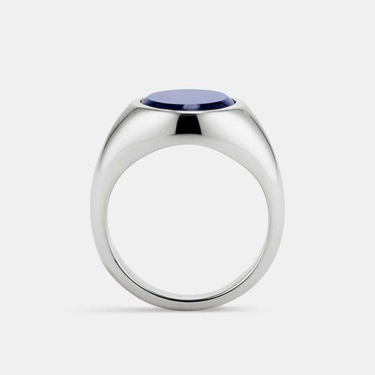 Lapis Signet Ring - Sterling Silver