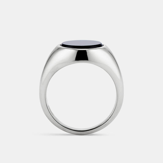 Onyx Signet Ring - 18 Karat White Gold