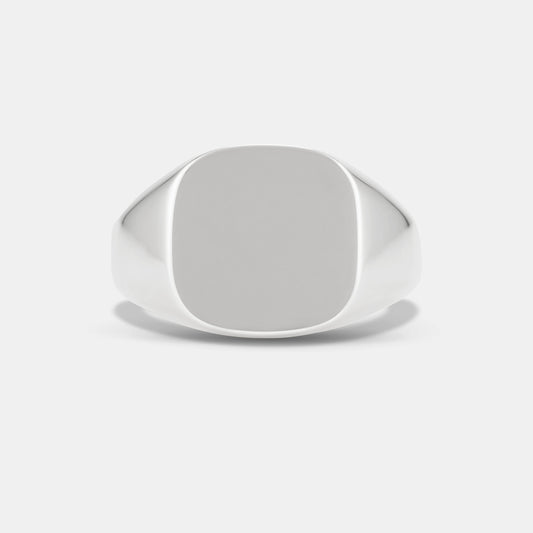 Square Cushion Signet Ring in Platinum