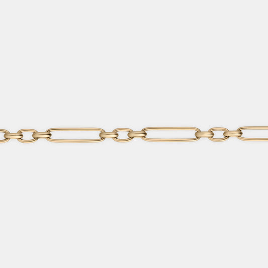 Trombone Link Handmade Chain Necklace in Yellow Gold